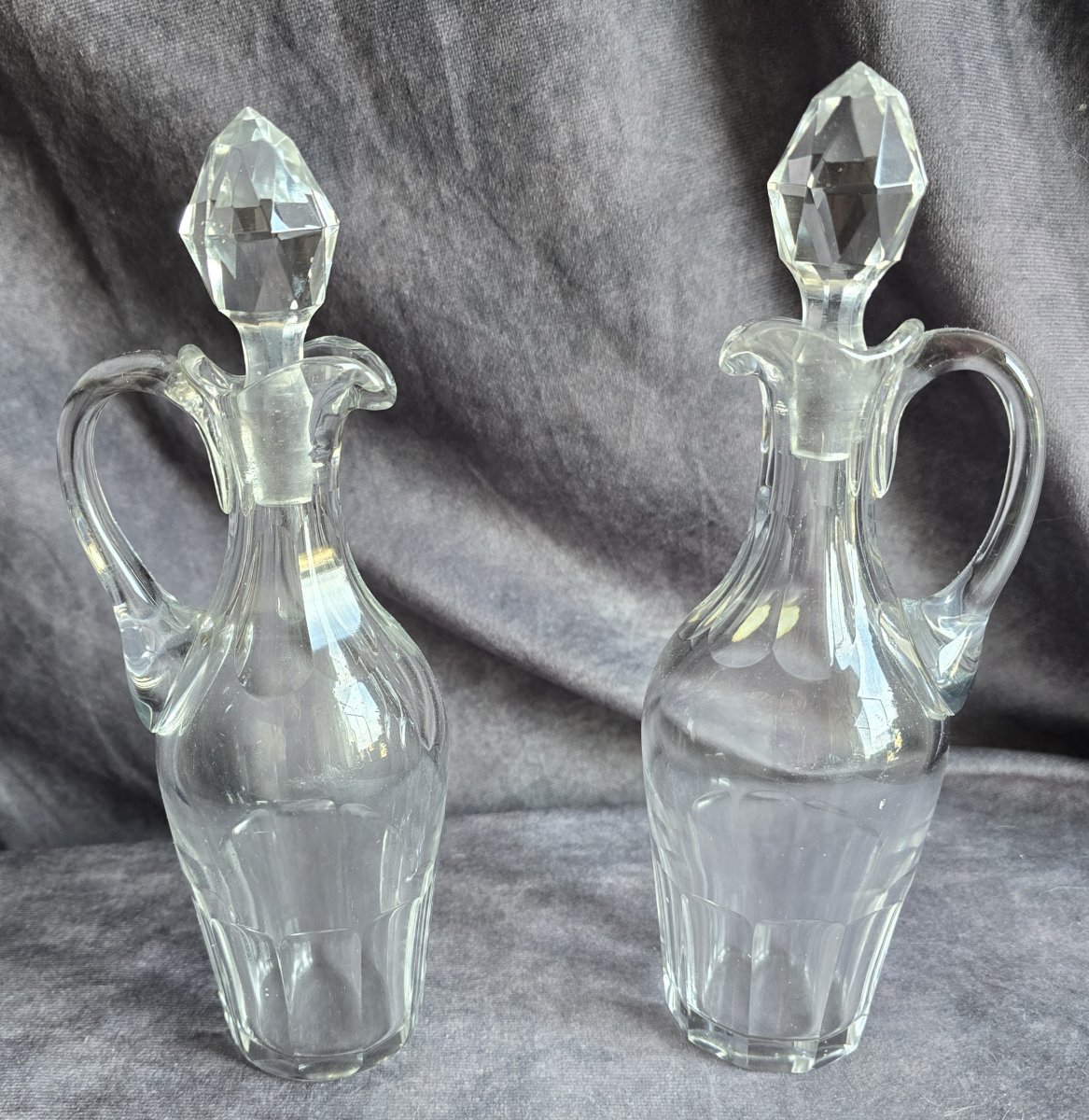 ancien serviteur de table huiler vinaigrier en cristal et argent massif style Empire -photo-6