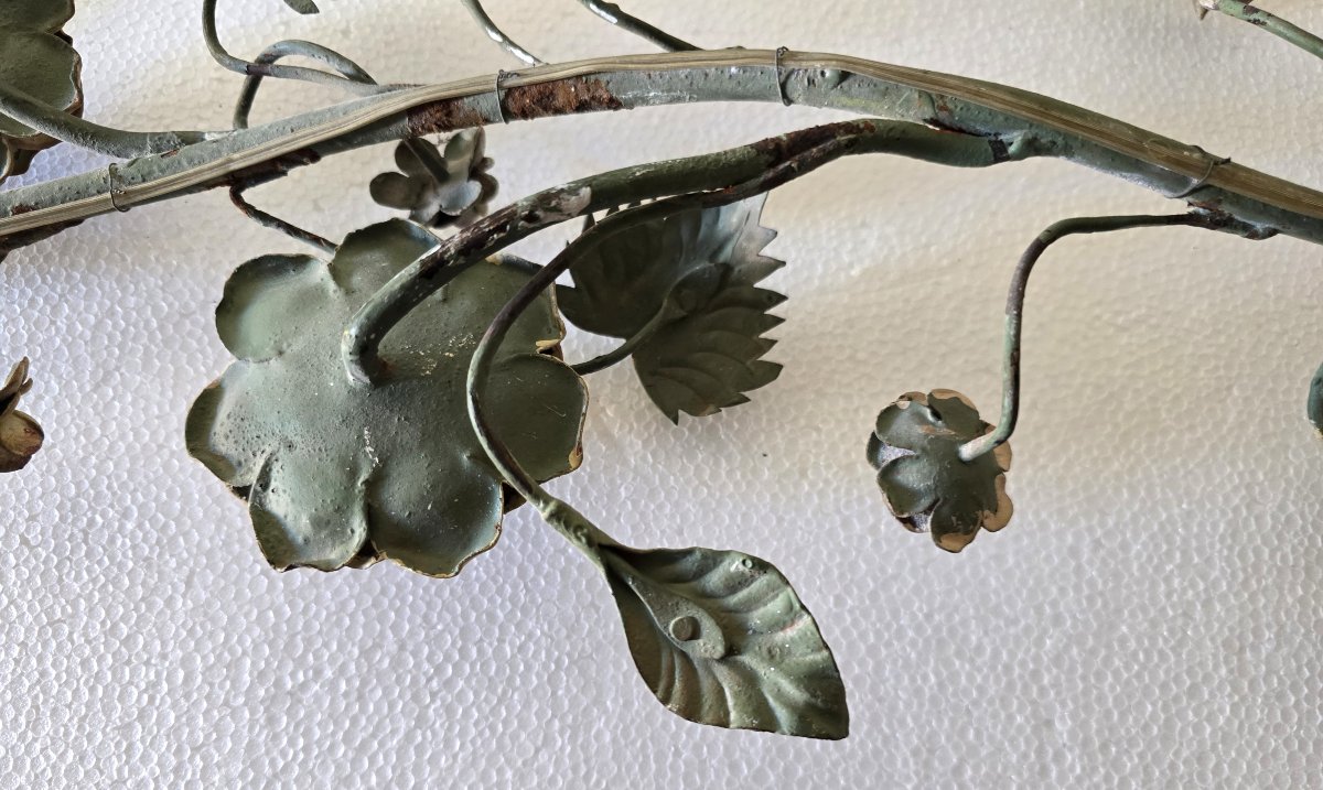 Large Antique Polychrome Wrought Iron Wall Sconce, Florence, Around The Mid‑20th Century-photo-4