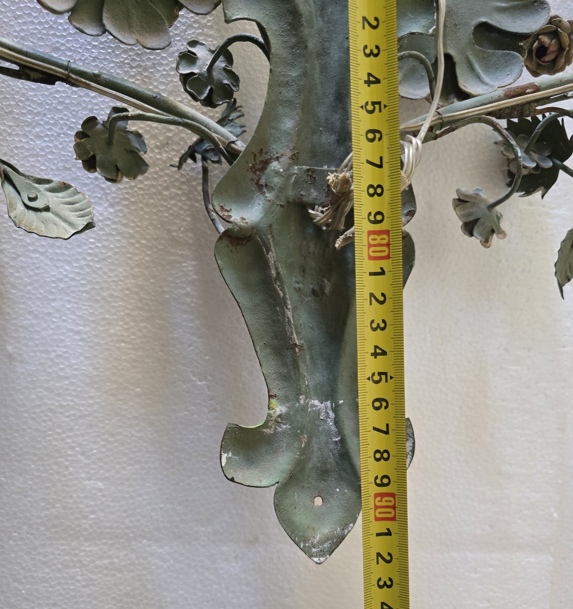 Large Antique Polychrome Wrought Iron Wall Sconce, Florence, Around The Mid‑20th Century-photo-6