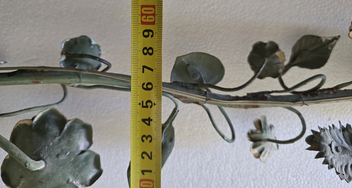 Large Antique Polychrome Wrought Iron Wall Sconce, Florence, Around The Mid‑20th Century-photo-7