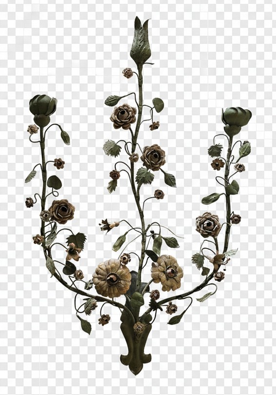 Large Antique Polychrome Wrought Iron Wall Sconce, Florence, Around The Mid‑20th Century