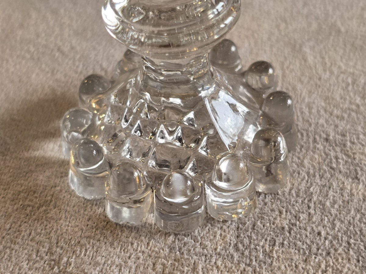  ensemble de 6 anciens verres à liqueur XIX ème s en verre moulé et gravé-photo-1