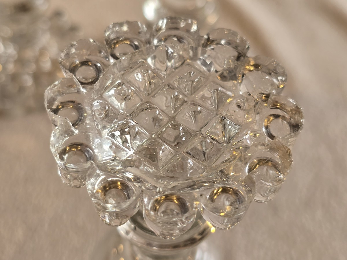  ensemble de 6 anciens verres à liqueur XIX ème s en verre moulé et gravé-photo-2