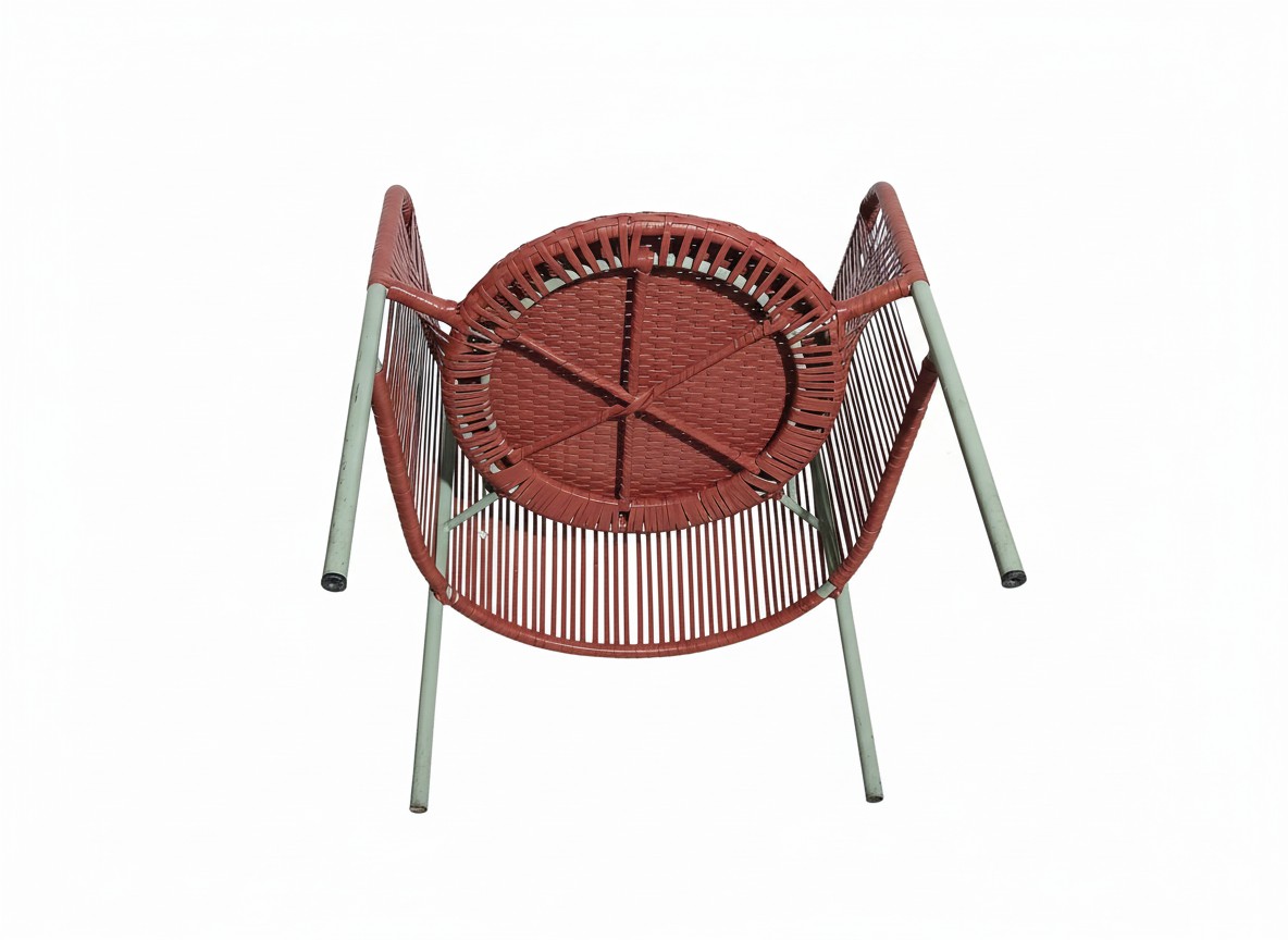 Paire de fauteuils modernistes en acier et lanière de nylon-photo-4