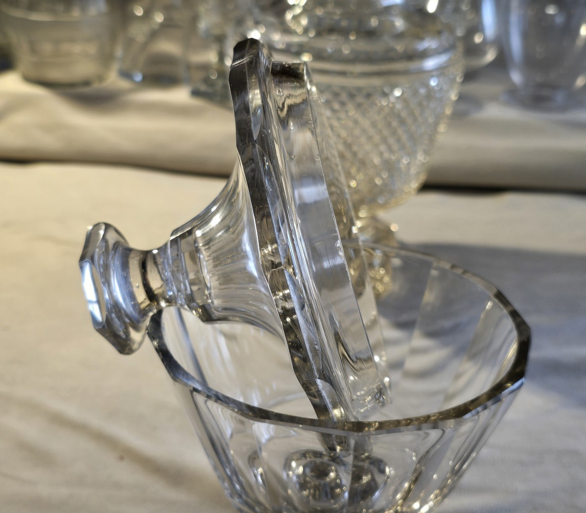 ancien drageoir en cristal taillé XIX ème siècle-photo-4