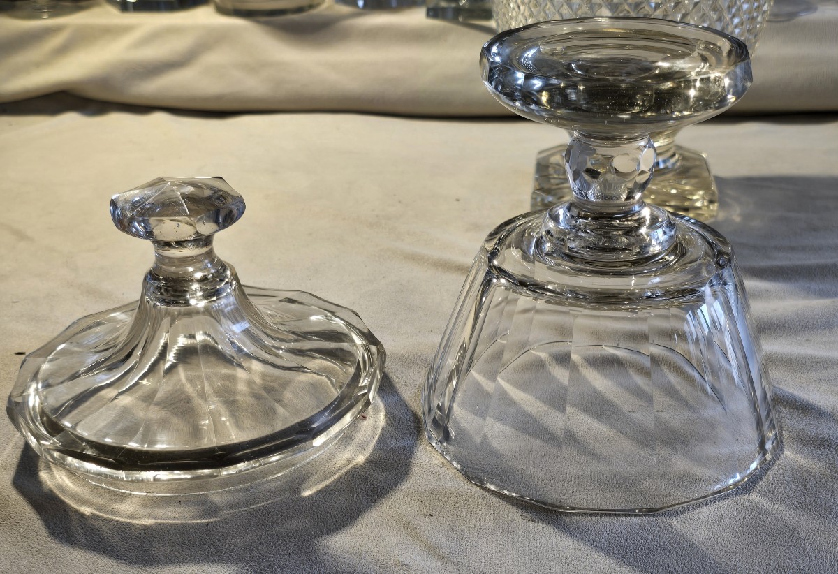 ancien drageoir en cristal taillé XIX ème siècle-photo-1