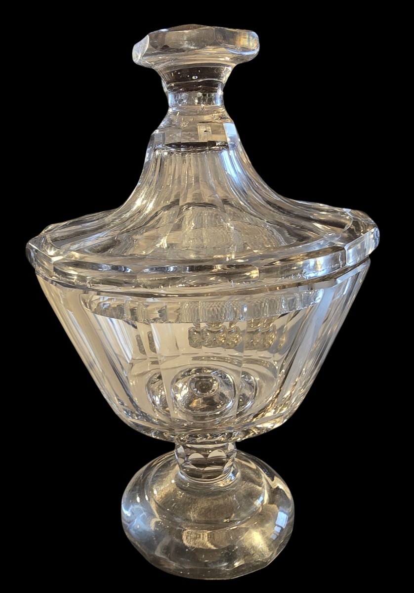 ancien drageoir en cristal taillé XIX ème siècle