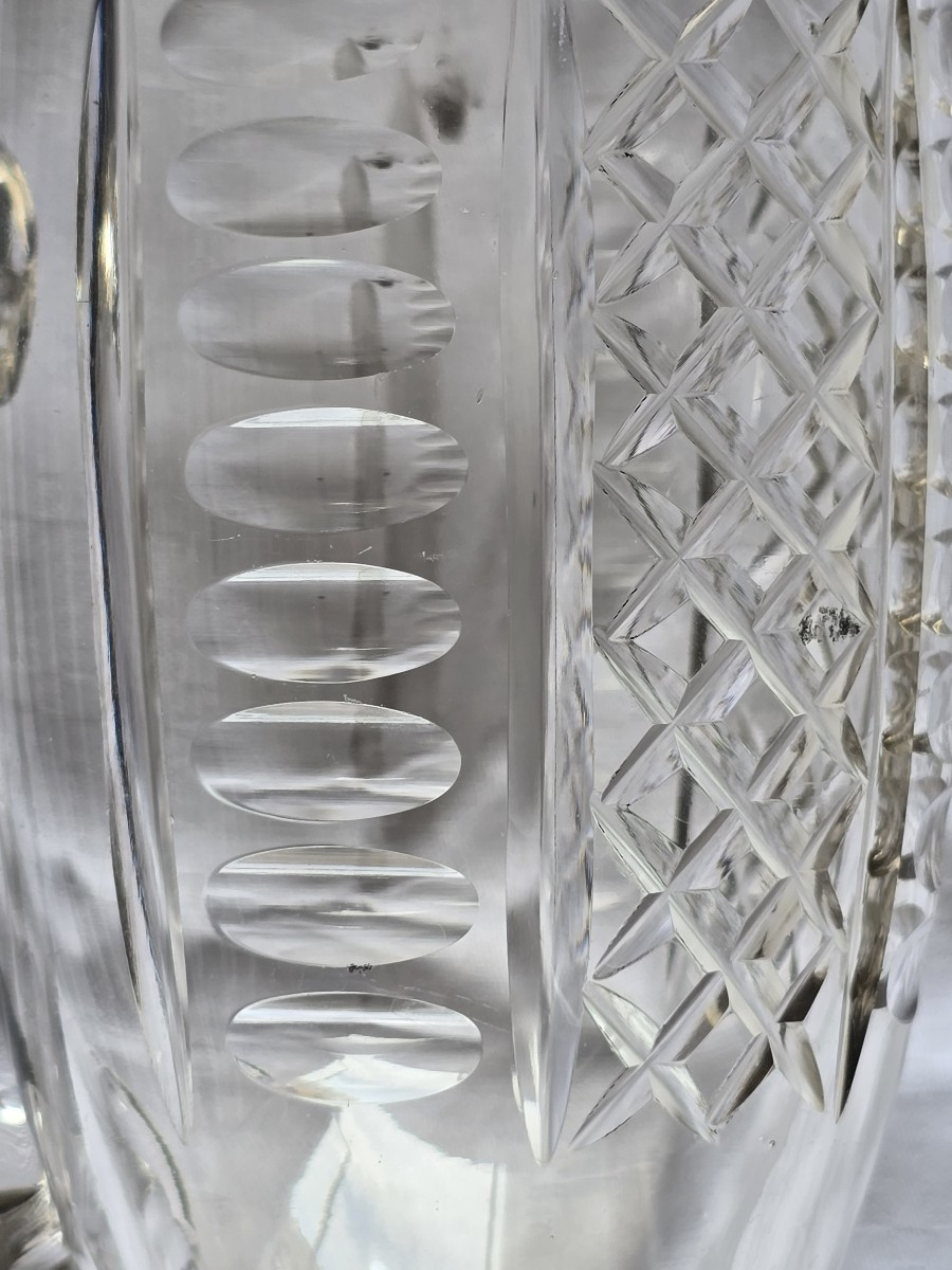 Antique Cut-glass Tankard With Pewter Mount And Lid-photo-3