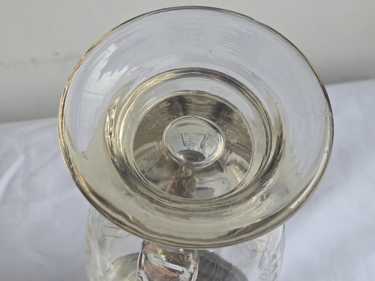 Antique Cut-glass Tankard With Pewter Mount And Lid-photo-4