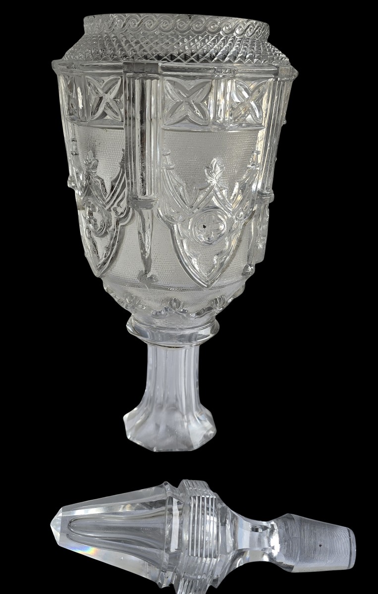 Antique Embossed Glass Bottle In The Neo-gothic Style-photo-2