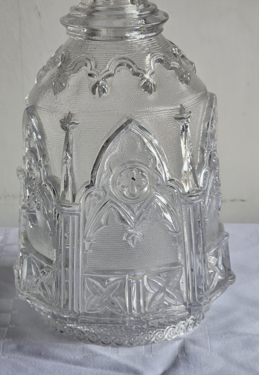 Antique Embossed Glass Bottle In The Neo-gothic Style-photo-3