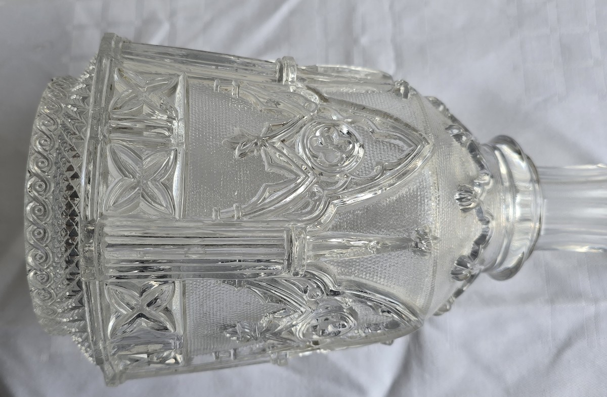 Antique Embossed Glass Bottle In The Neo-gothic Style-photo-1