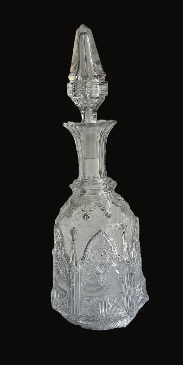 Antique Embossed Glass Bottle In The Neo-gothic Style