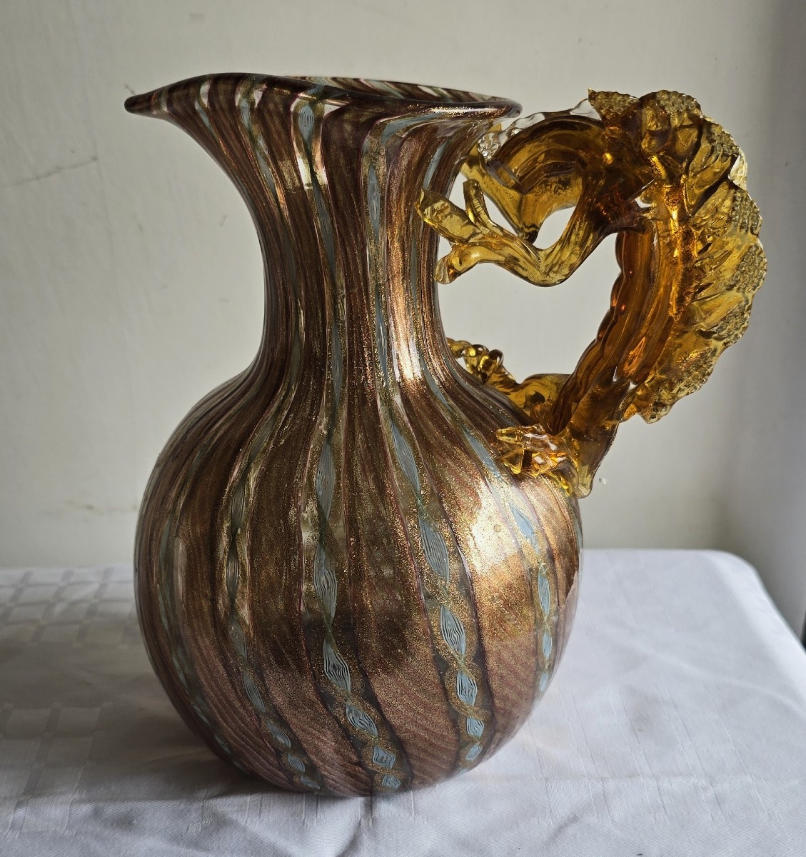 Aiguière  en verre soufflé aventuriné, Murano, Salviati XXe siècle-photo-2