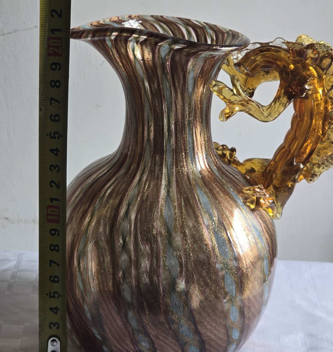 Aiguière  en verre soufflé aventuriné, Murano, Salviati XXe siècle-photo-6