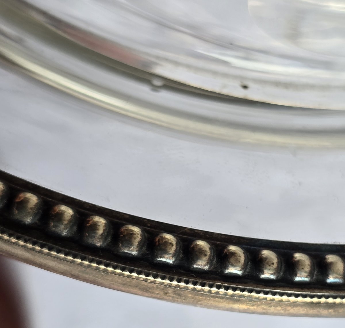 saucière ancienne en cristal et metal argenté-photo-3