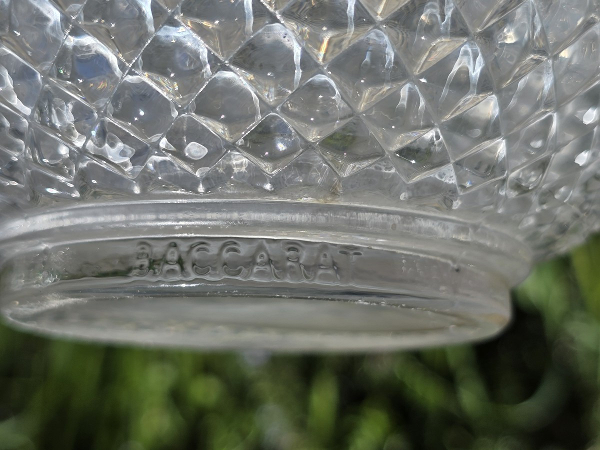  Reunion quatre carafes cristal Baccarat anciennes Baccarat mod. pointes de diamants-photo-4