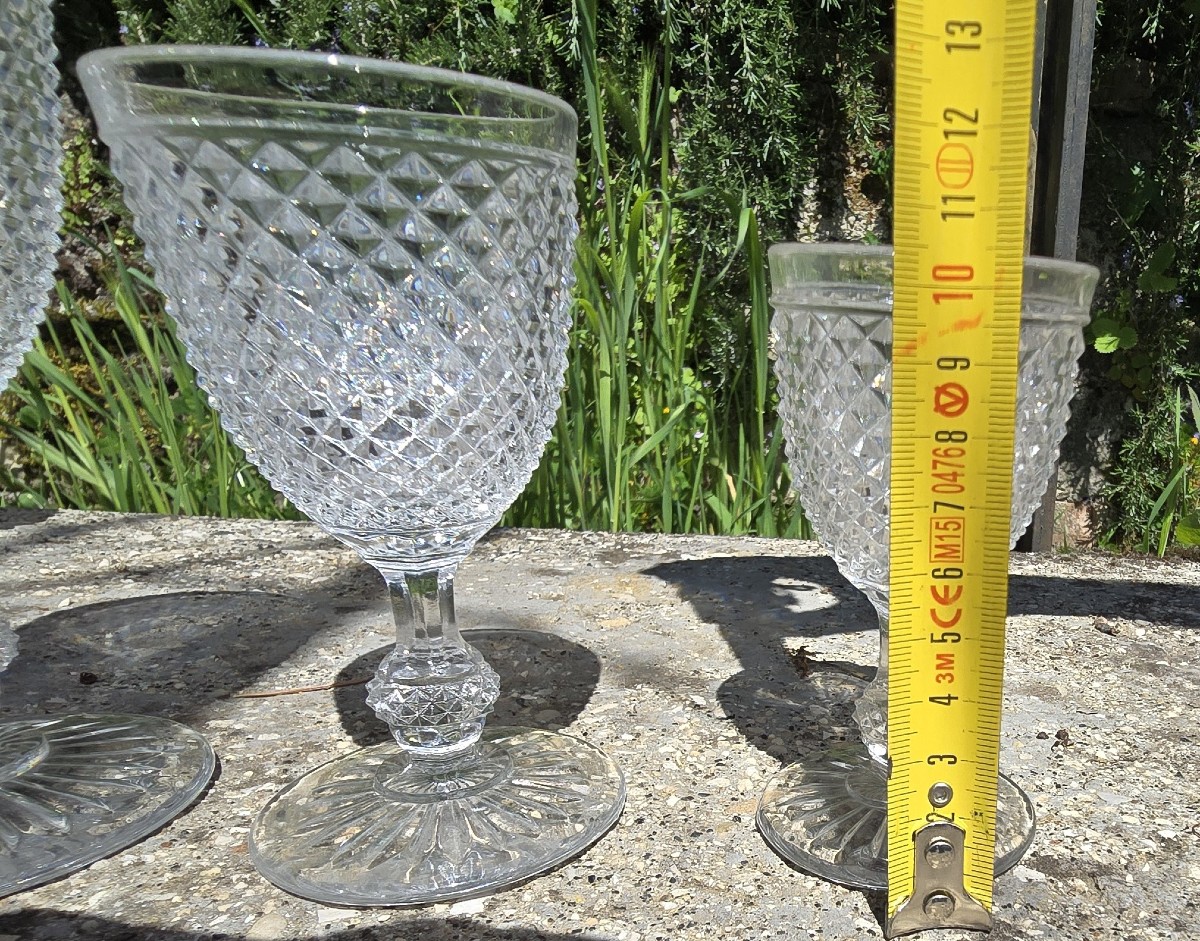Set Of Antique Baccarat Crystal Glasses, Diamond‑point Pattern, Comprising 26 Pieces-photo-6