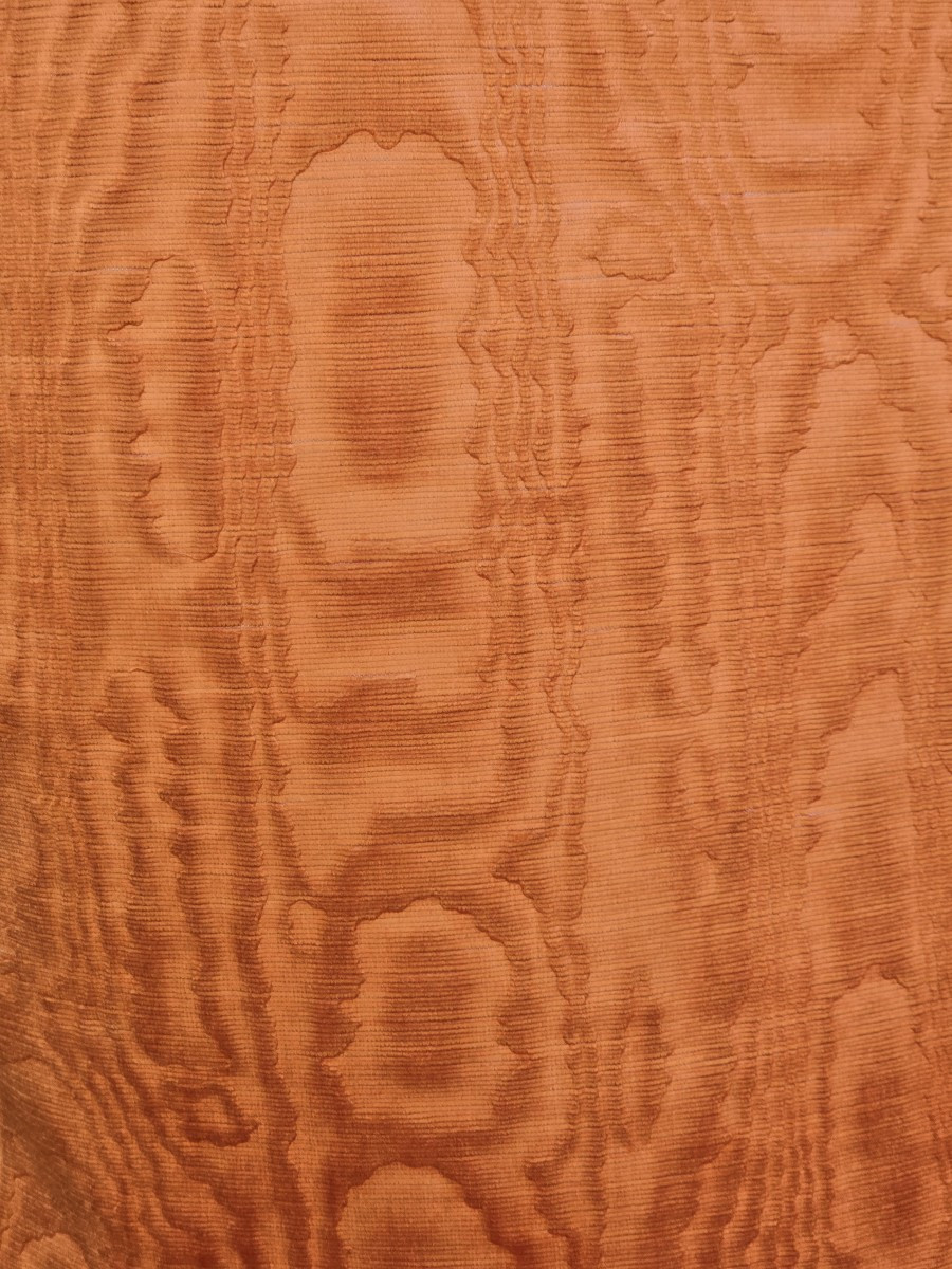 Rouleau de tissu d'ameublement 450 cms  velours  effet moiré circa 1960-photo-2