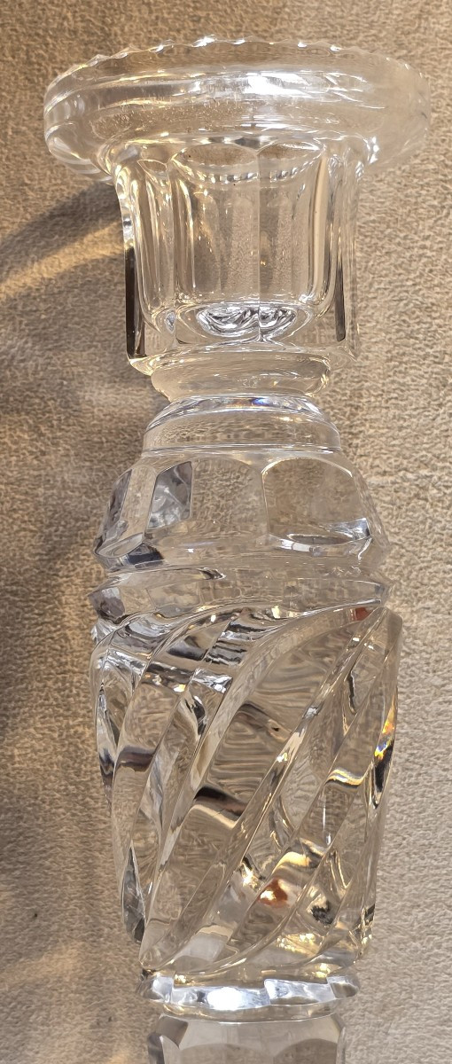 Pair Of Antique Candlesticks Made Of Cut Crystal-photo-1
