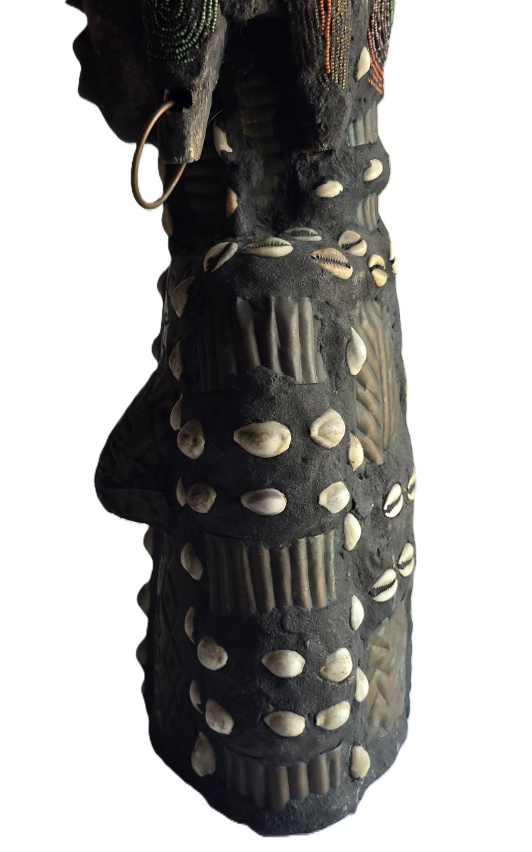 Vieille sculpture  en bois figure féminine africaine Bamileke-photo-5