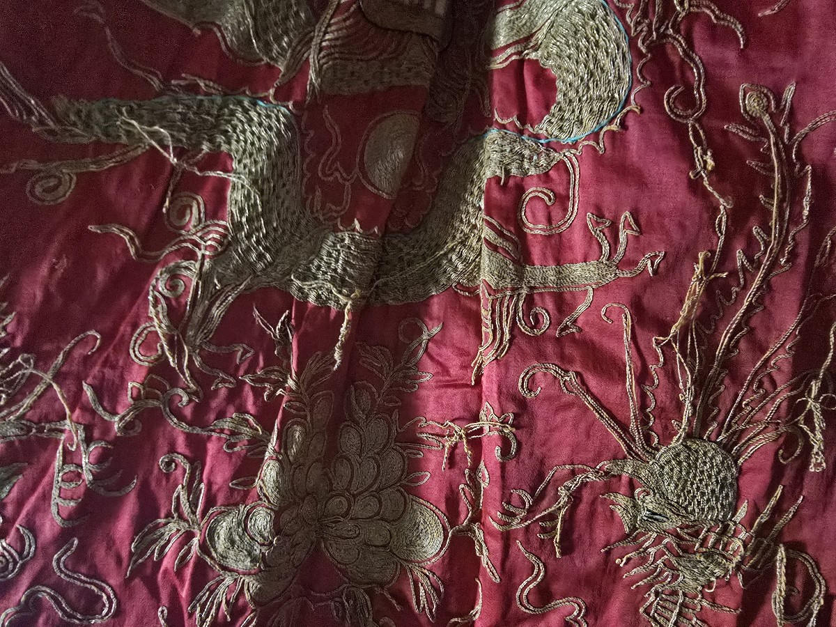 Antique Chinese Silk Theatrical Costume With Dragon Motifs—early 1900s-photo-2