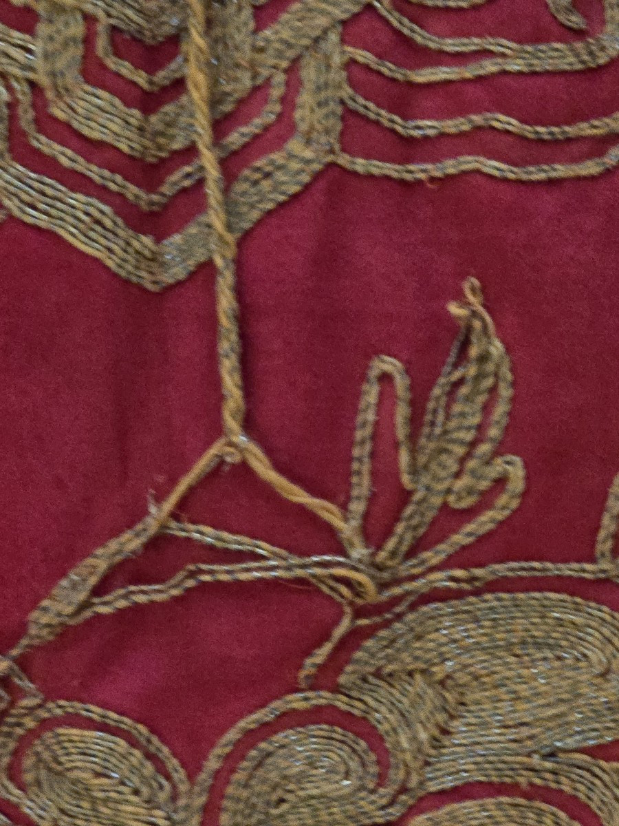 Ancienne robe chinoise cérimonielle en soie rouge brodée de dragons – Début XXᵉ siècle -photo-8