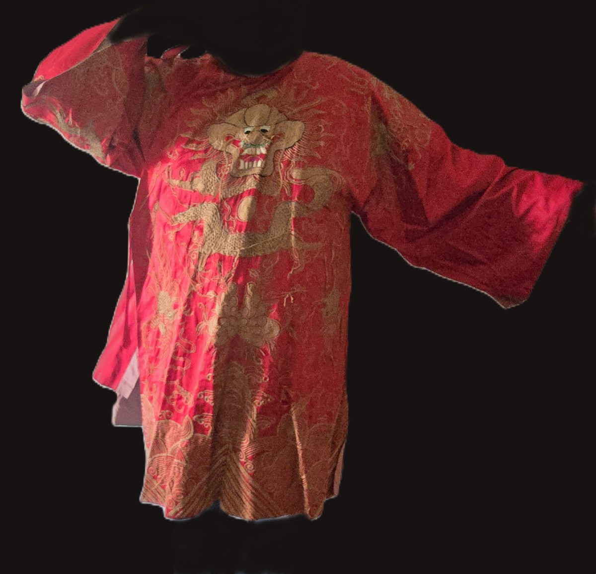 Antique Chinese Silk Theatrical Costume With Dragon Motifs—early 1900s
