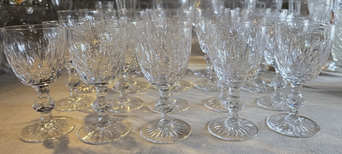 Antique Lemberg Crystal Glassware Set, 25 Pieces – Deep‑faceted Pattern-photo-2