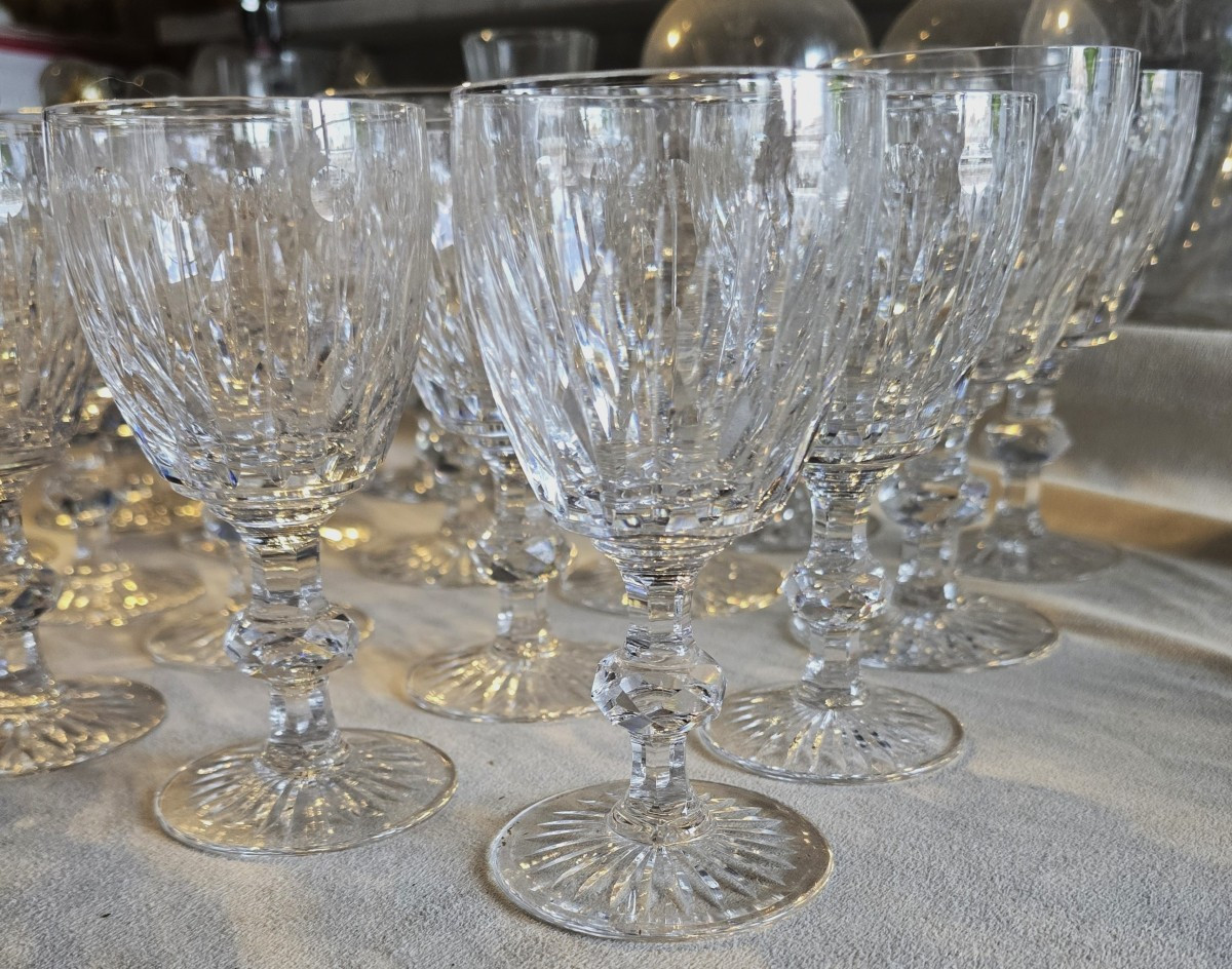 Antique Lemberg Crystal Glassware Set, 25 Pieces – Deep‑faceted Pattern-photo-4