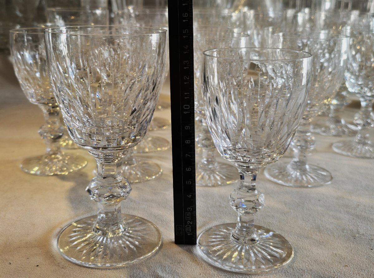 Antique Lemberg Crystal Glassware Set, 25 Pieces – Deep‑faceted Pattern-photo-1