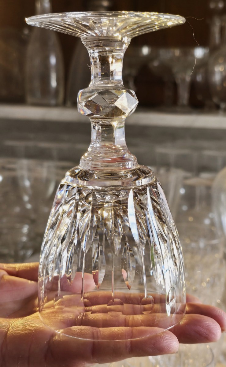 Antique Lemberg Crystal Glassware Set, 25 Pieces – Deep‑faceted Pattern-photo-3