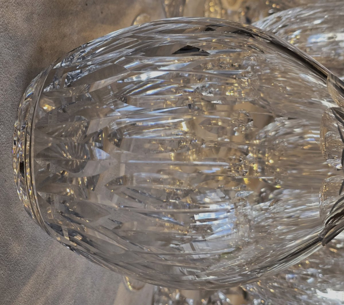 Antique Lemberg Crystal Glassware Set, 25 Pieces – Deep‑faceted Pattern-photo-4