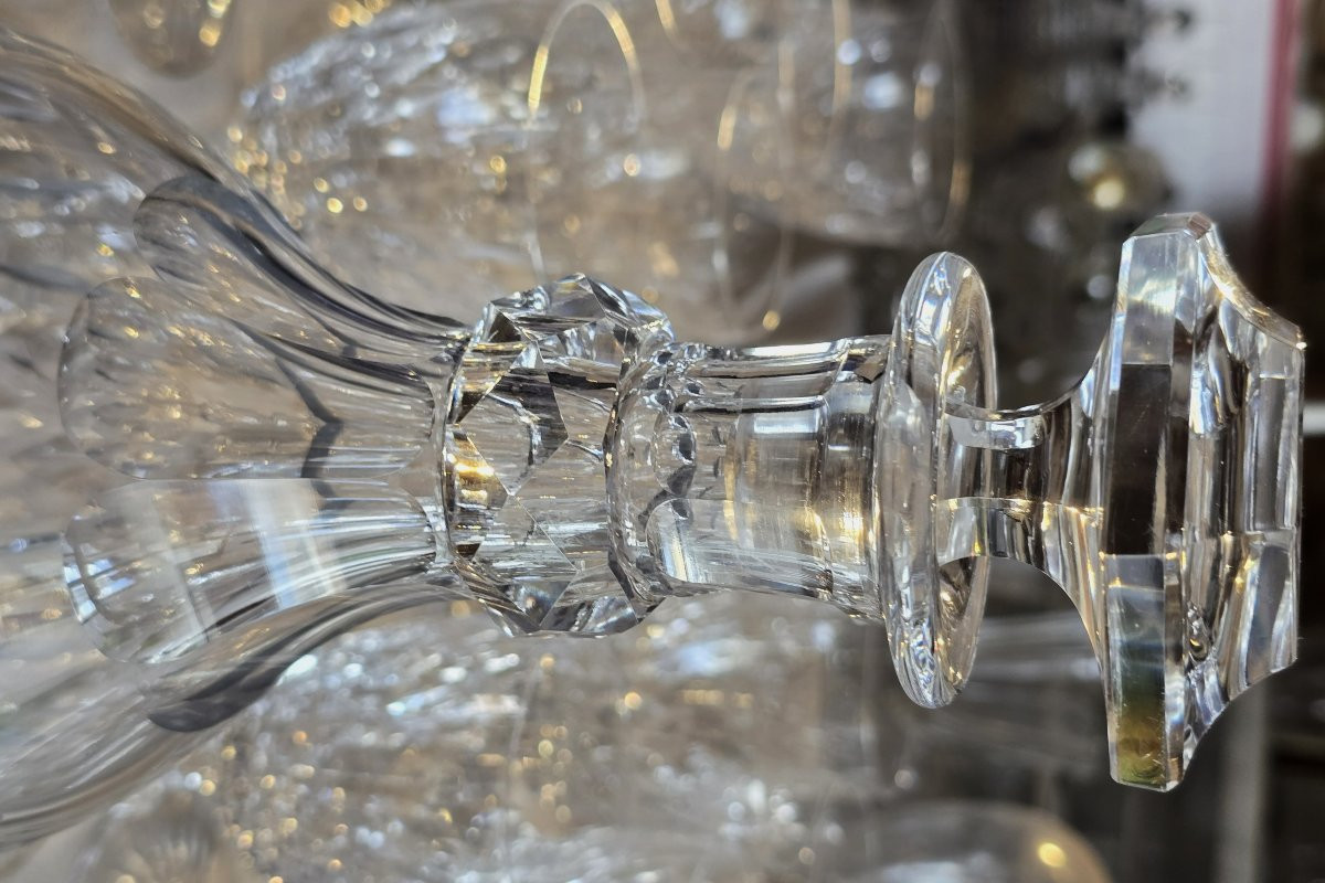 Antique Lemberg Crystal Glassware Set, 25 Pieces – Deep‑faceted Pattern-photo-5