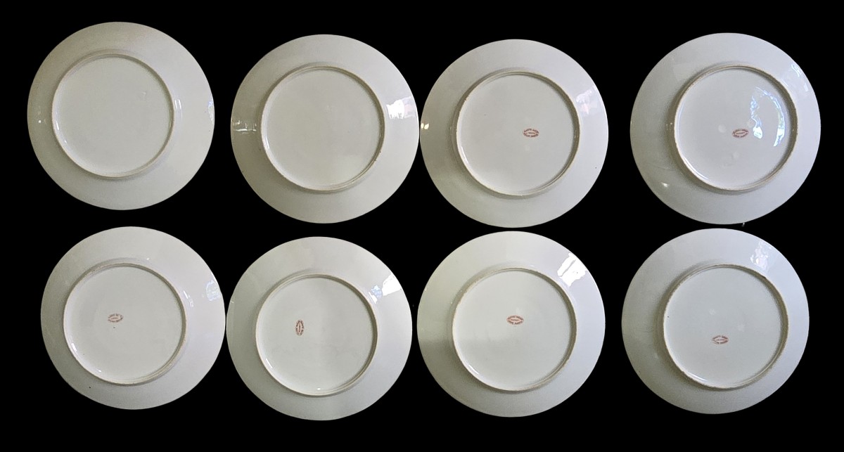  Lot de 8 assiettes anciennes en porcelaine Ginori Doccia XIXème-photo-2