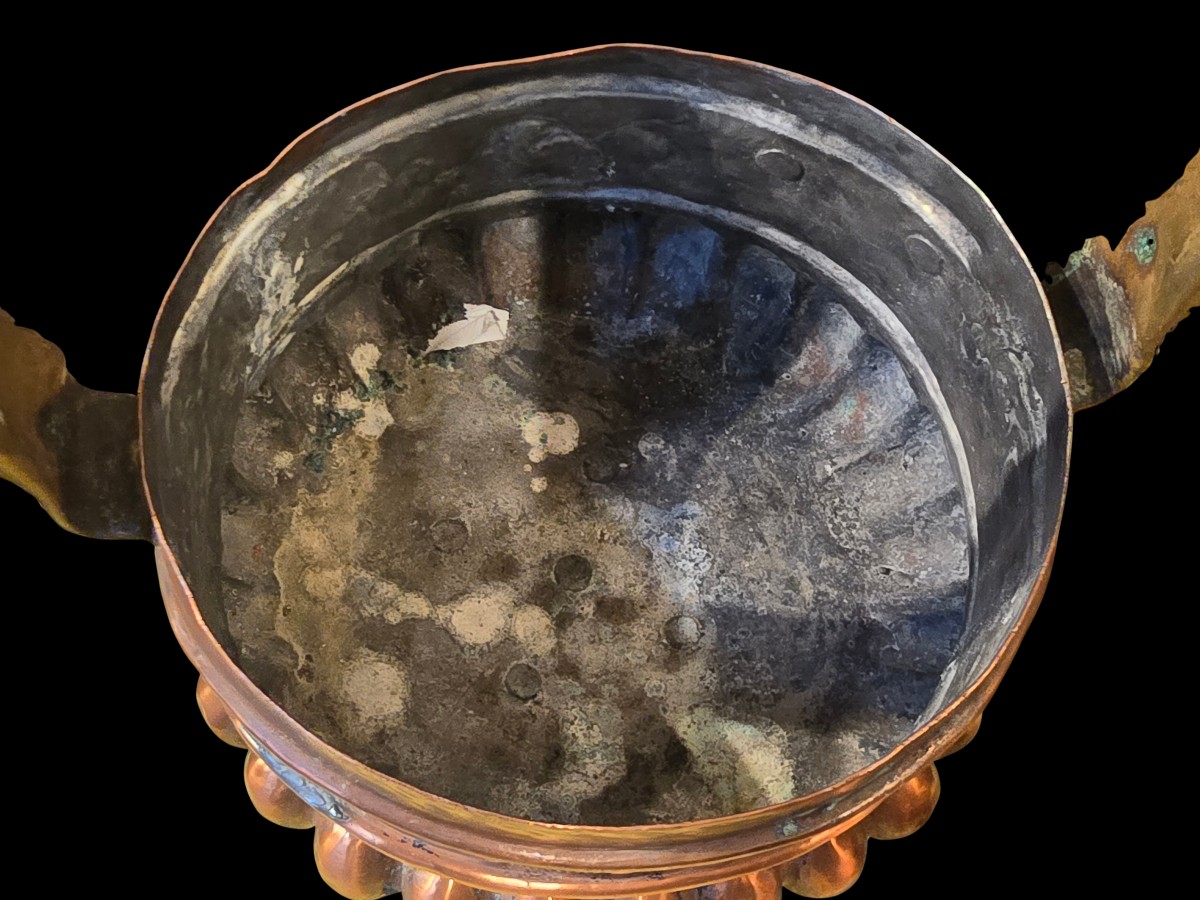 Ancien brasero portatif chauferette en cuivre repoussé XIX ème siècle-photo-3