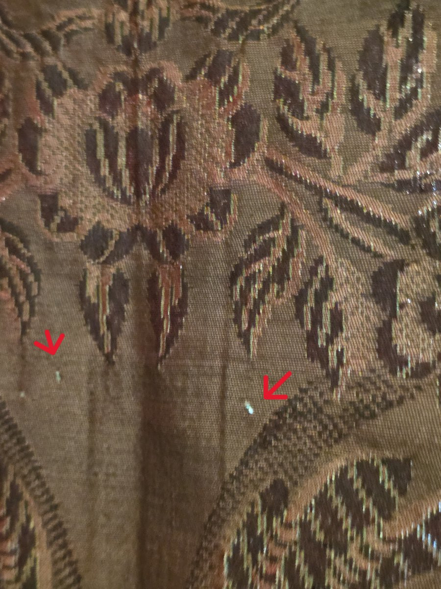 Antique Double Bedspread Made Of San Leucio Silk Damask-photo-7