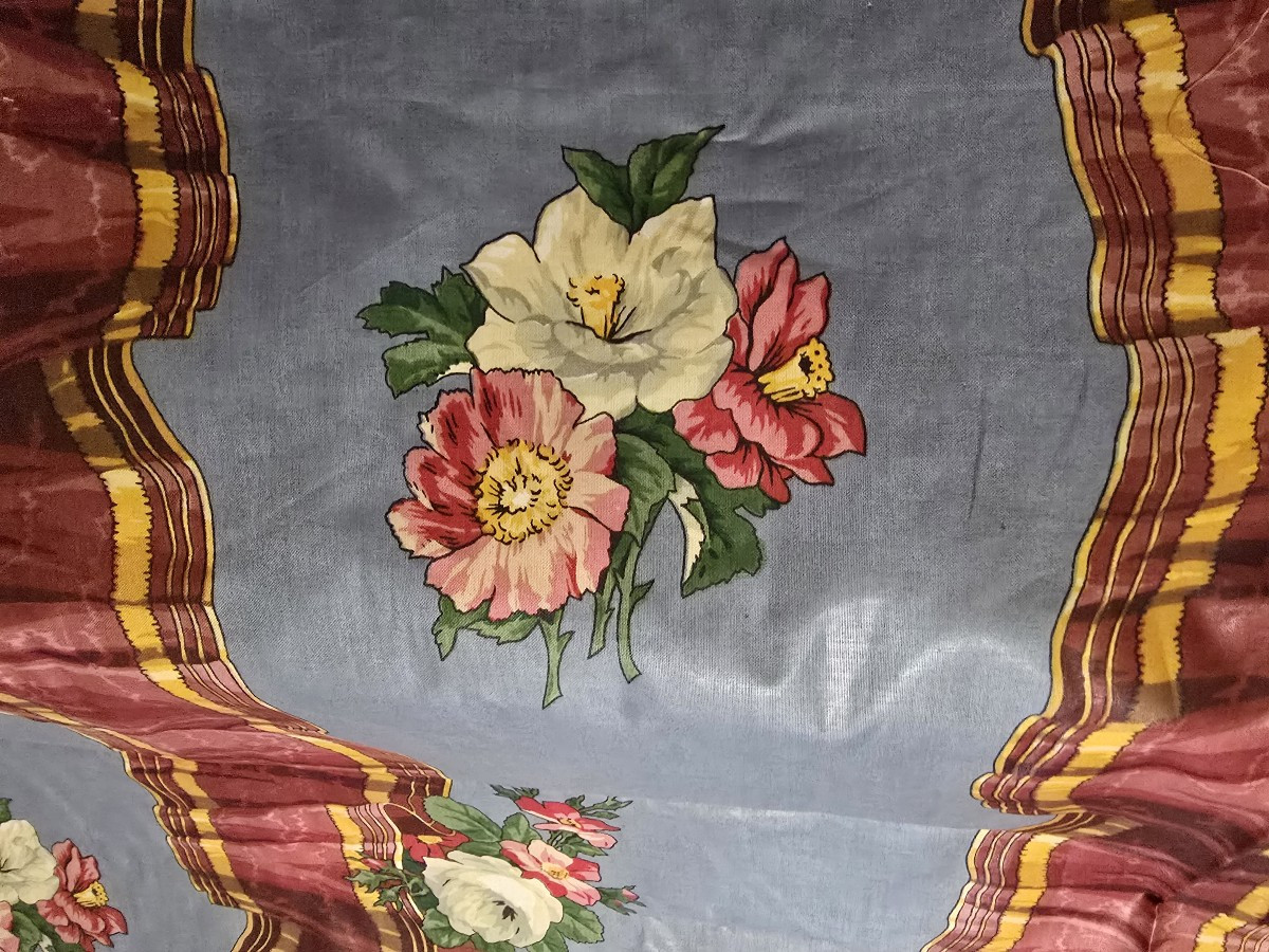 Métrage de tissu d’ameublement de coton cinzé  “Victoria Ribbons”, 1987-photo-3