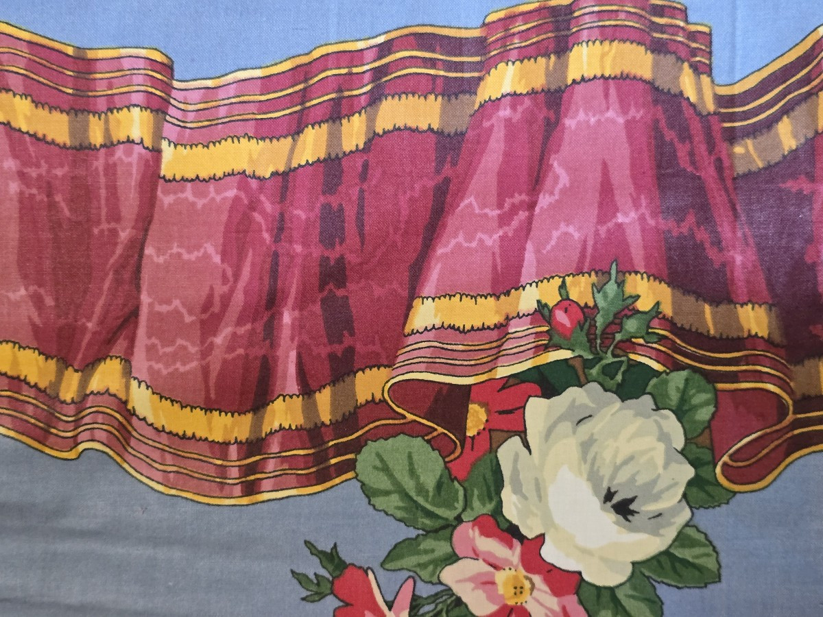 Métrage de tissu d’ameublement de coton cinzé  “Victoria Ribbons”, 1987-photo-4