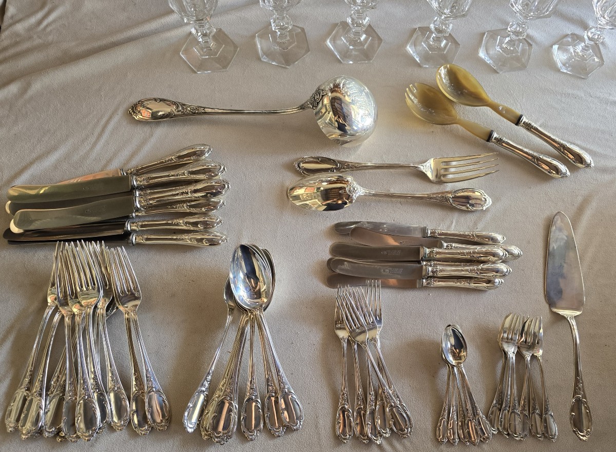 58-piece Antique Silver Cutlery Set In The Louis XV  Style