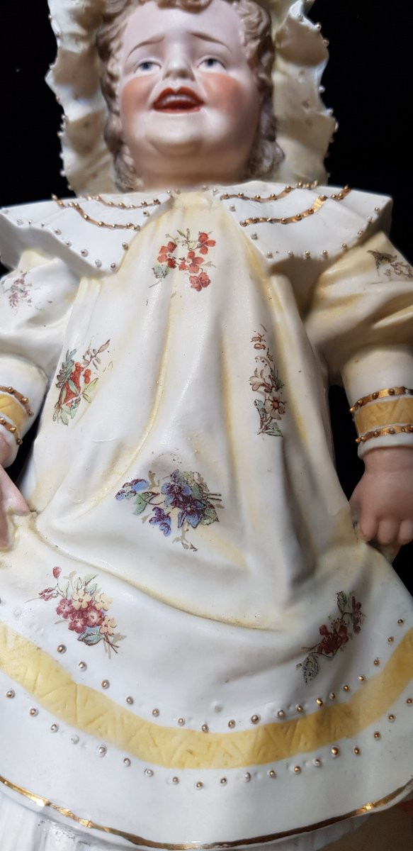 A Pair Of Antique Bisque Figurines, Children Dressed As Little Farmers-photo-4