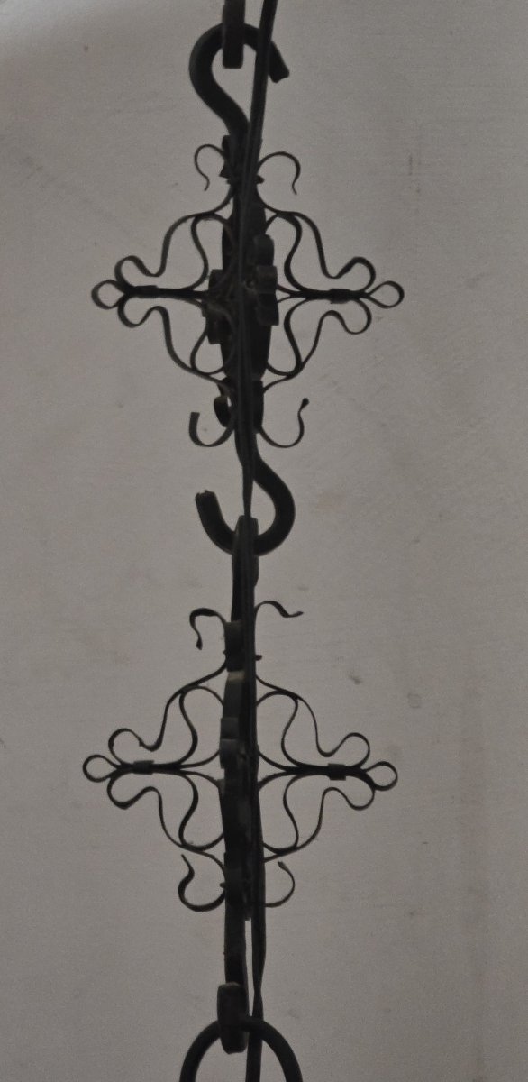 Antique Venetian Lantern In Moorish Style, Made Of Iron And Stained Glass-photo-5