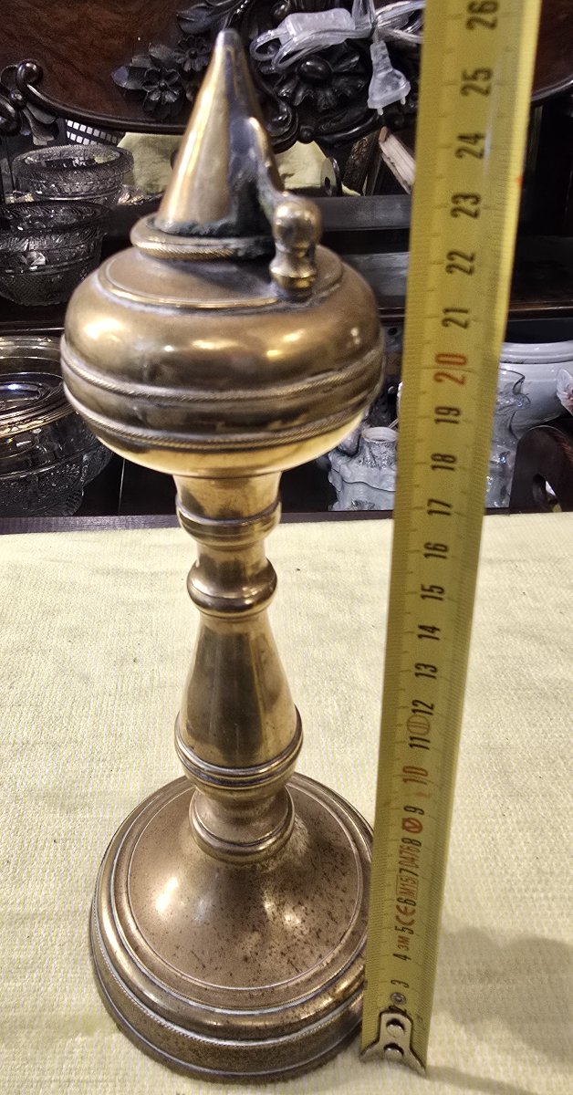 ancienne lampe à huile en  laiton, Italie vers 1880  -photo-4