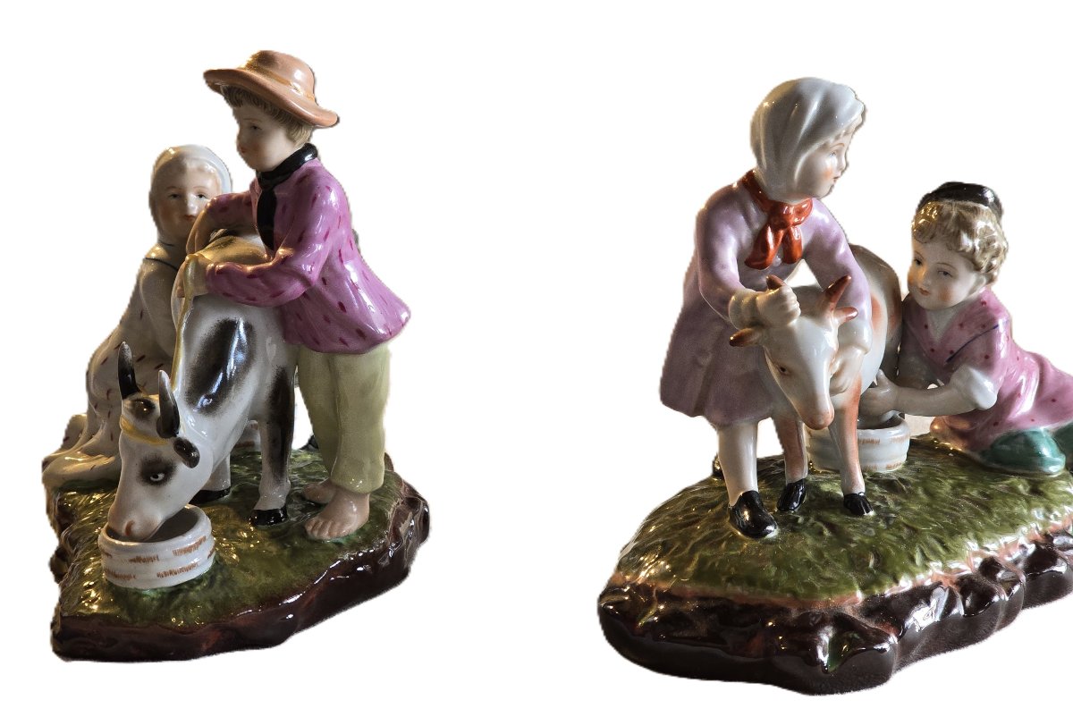Pair Of Meissen Porcelain Figurines With Pastoral Themes, 20th Century-photo-1