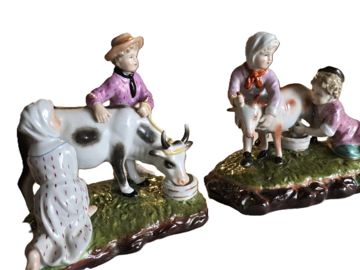 Pair Of Meissen Porcelain Figurines With Pastoral Themes, 20th Century-photo-3