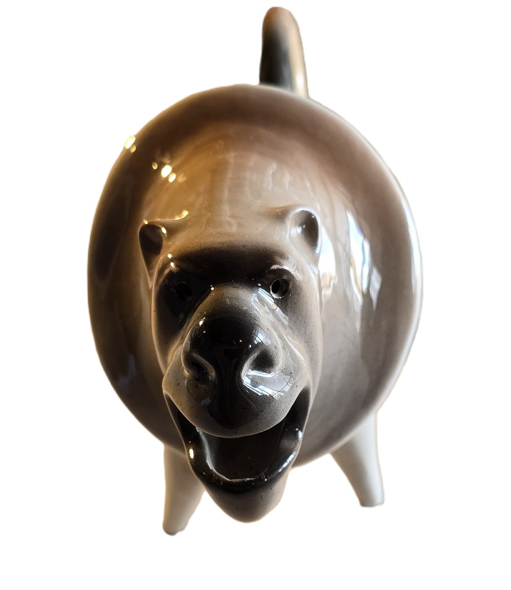 Zoomorphic Figurine In Glazed Majolica, Bitossi, Italy, Mid-20th Century-photo-3