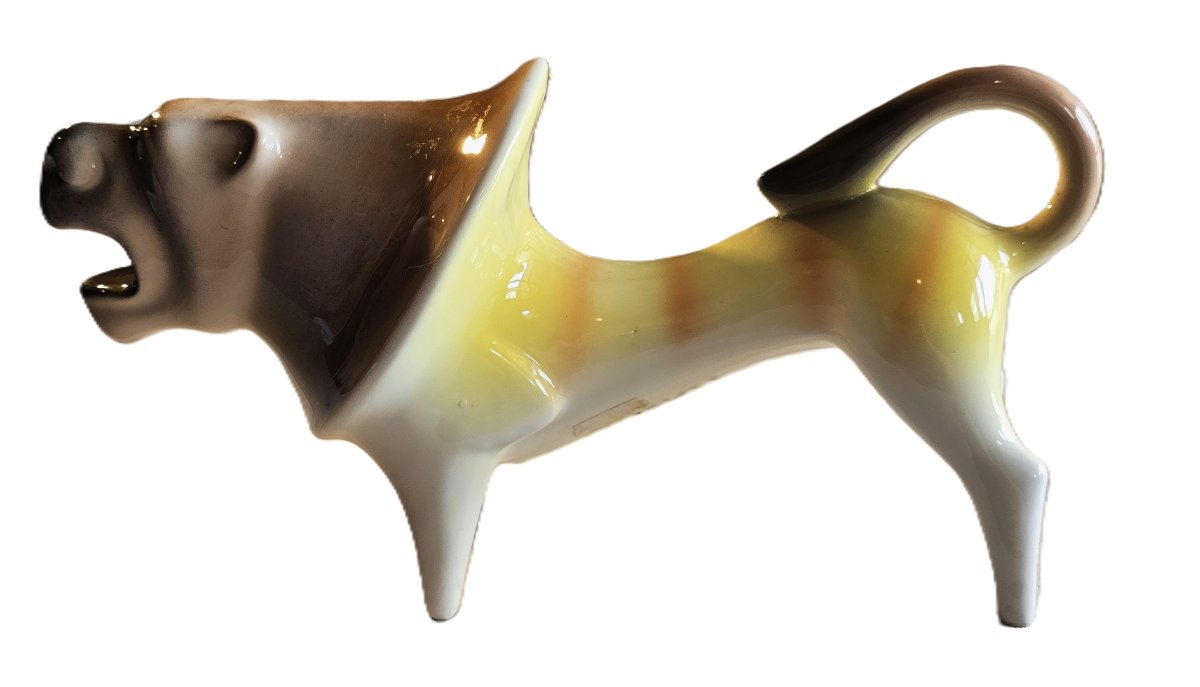 Zoomorphic Figurine In Glazed Majolica, Bitossi, Italy, Mid-20th Century-photo-4