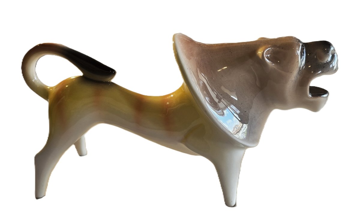 Zoomorphic Figurine In Glazed Majolica, Bitossi, Italy, Mid-20th Century