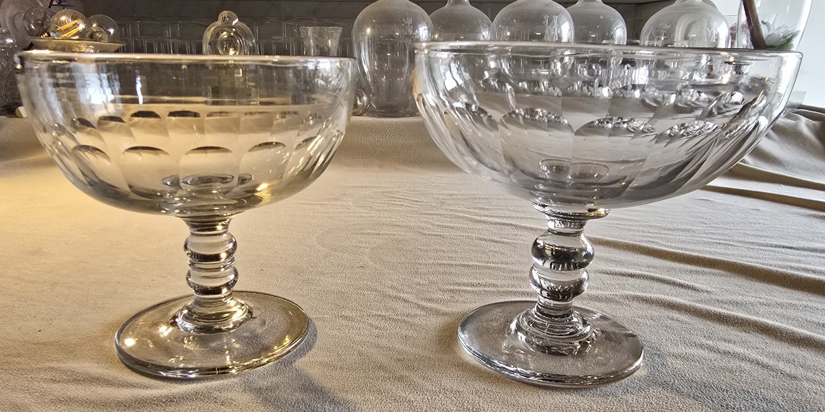 Paire de coupes à fruits en cristal, Baccarat, modèle Clermont, début XXᵉ siècle-photo-2