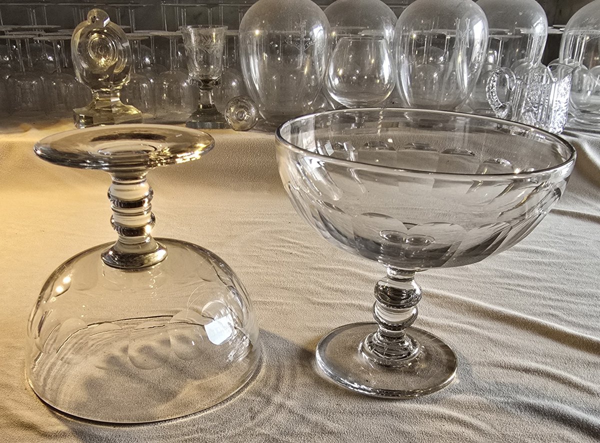 Paire de coupes à fruits en cristal, Baccarat, modèle Clermont, début XXᵉ siècle-photo-3